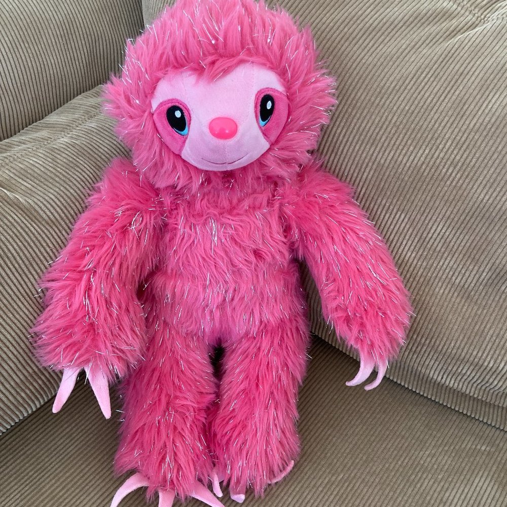 Build A Bear 18" Sloth Plush Pink Sequin Sparkle Stuffed Animal 2019.